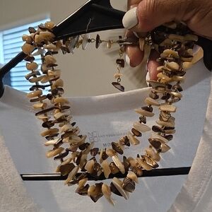 Brown and Cream Beaded Necklace